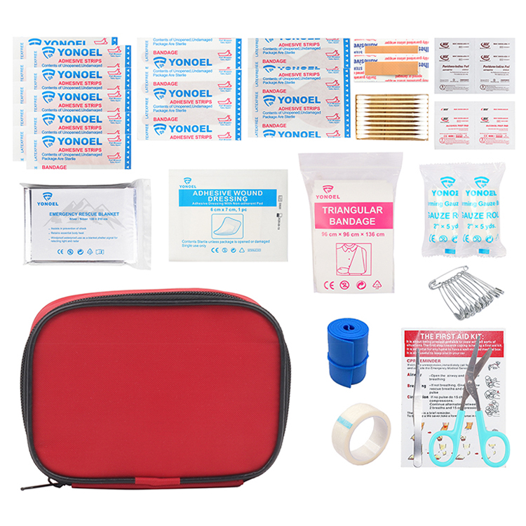 Мини-аптечка Небольшая аптечка - включает одеяло из фольги для экстренной помощи, ножницы для путешествий, дома, офиса, автомобиля, кемпинга, рабочего места и улицы (красного цвета)