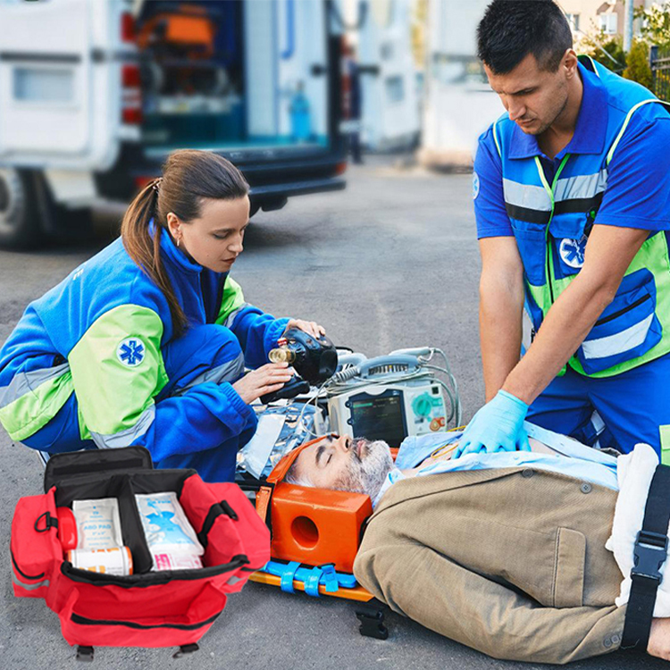 Полный набор профессиональных предметов первой необходимости для оказания первой помощи при травмах EMT/EMS | Одобрено HSA/FSA | Светоотражающая сумка с 8 карманами и отделениями на молнии и более чем 200 предметами первой помощи - оранжевая